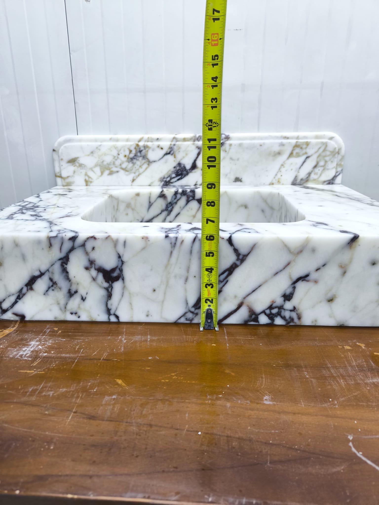Calacatta Marble Wall Mount Bathroom Sink: Custom Powder Room Vanity