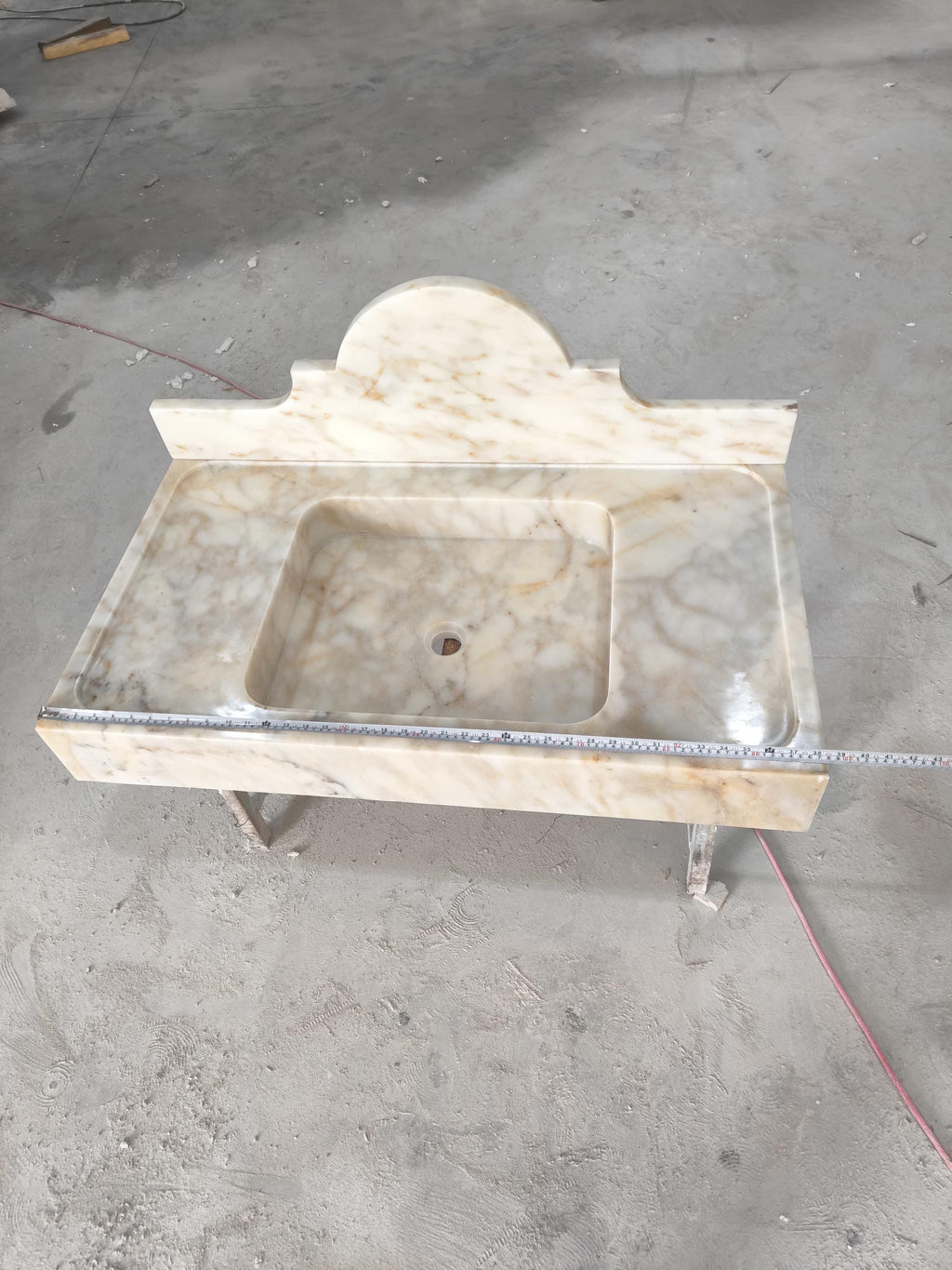Handcrafted Calacatta Gold Marble Sink with Backsplash (38.5”x22”x5”)