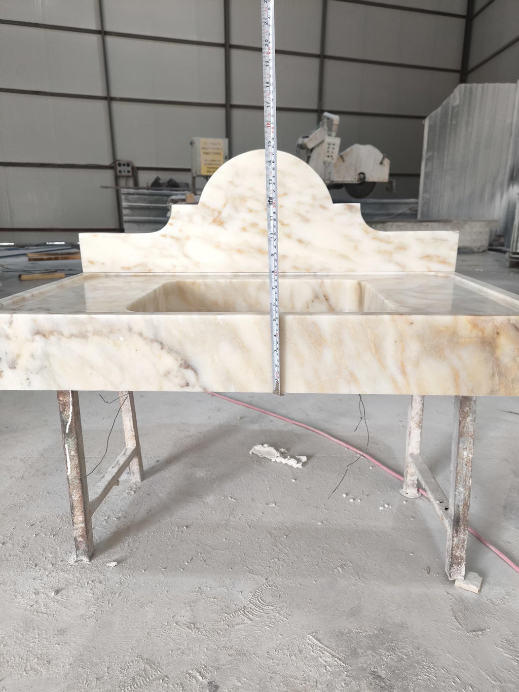 Handcrafted Calacatta Gold Marble Sink with Backsplash (38.5”x22”x5”)