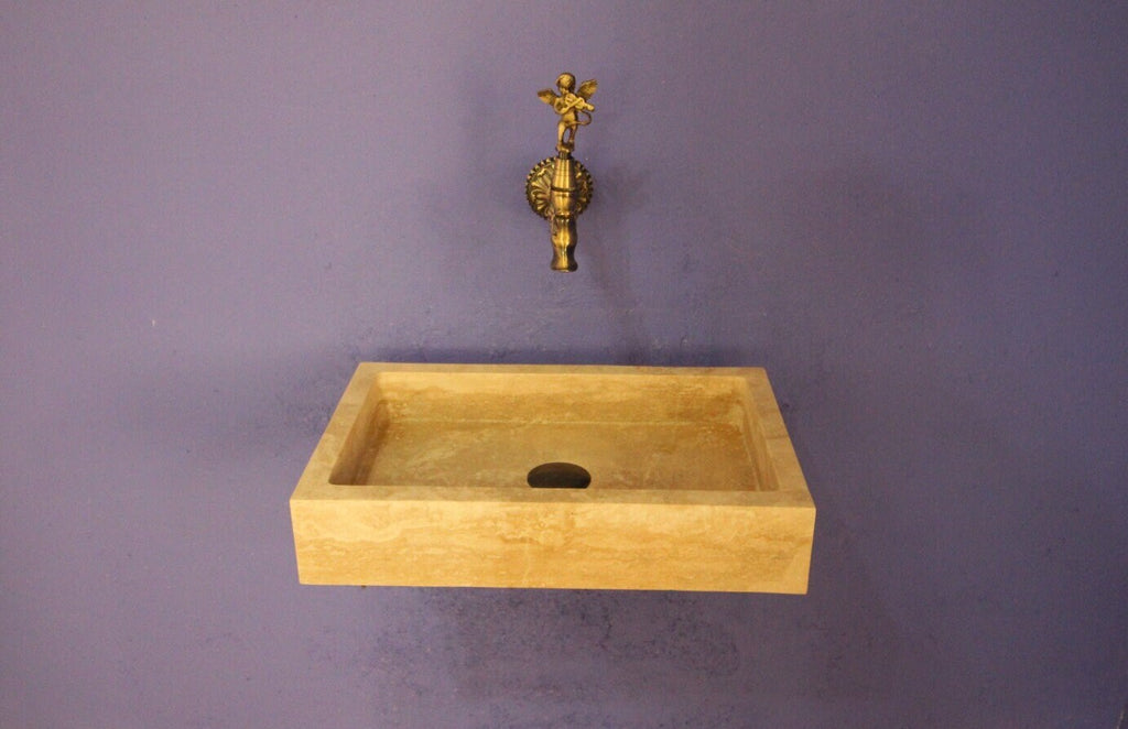 Travertine Bathroom Sink – Natural Stone Vanity – Mediterranean Style Home