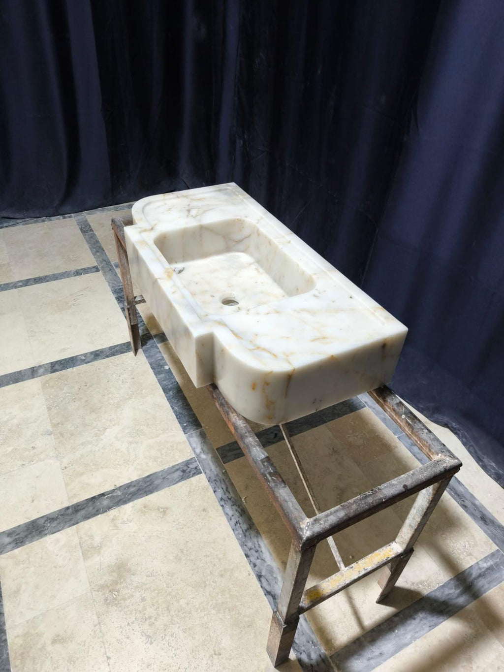 Handmade Calacatta Gold Marble Sink: Natural Stone Bathroom Design (30x15.7x6)