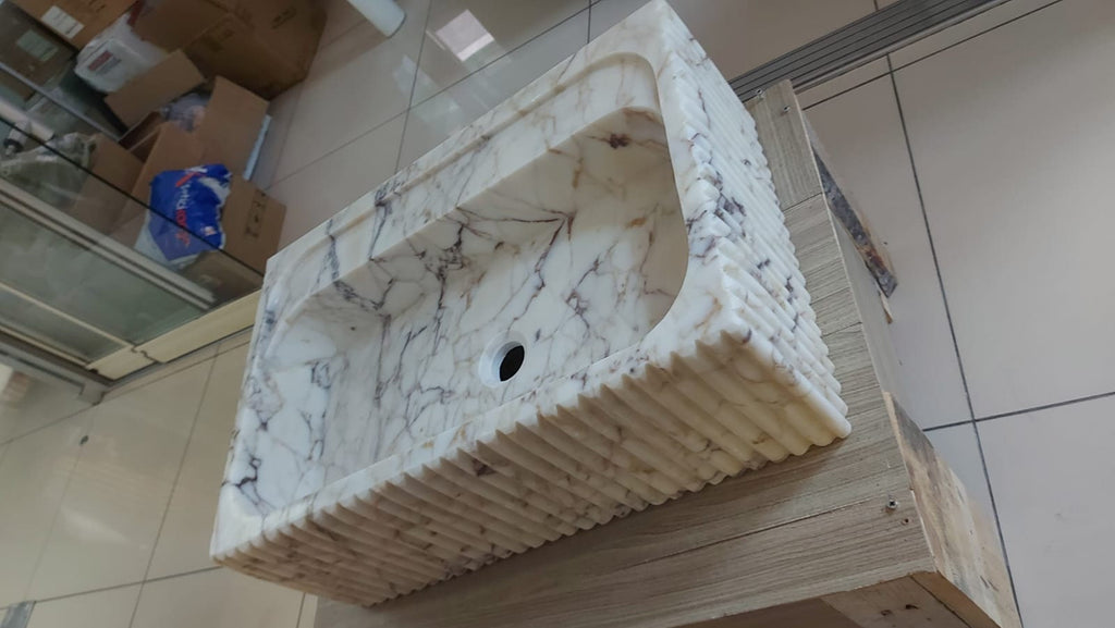 Calacatta Viola Marble Wall Mount Sink: Bathroom Powder Room