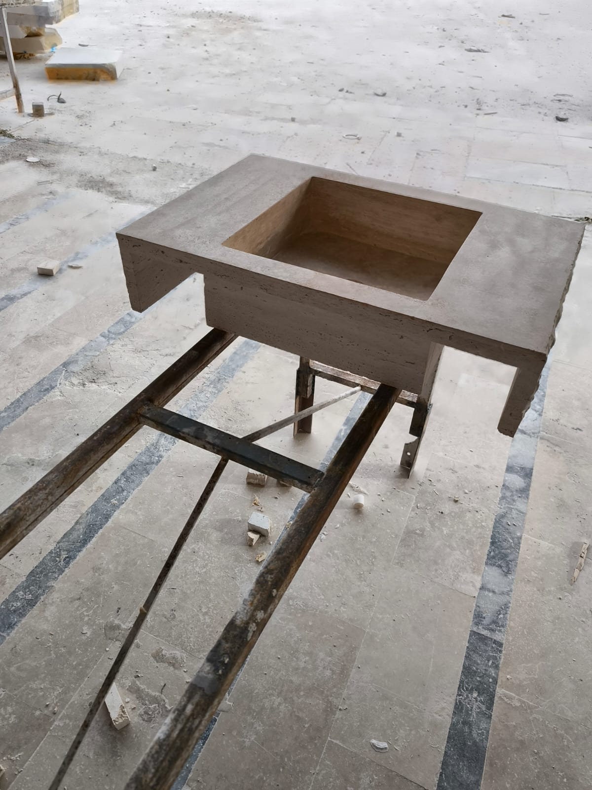 Handmade Travertine Wall Mount Sink: Marble Bathroom Vanity (18" x 28" x H 6")