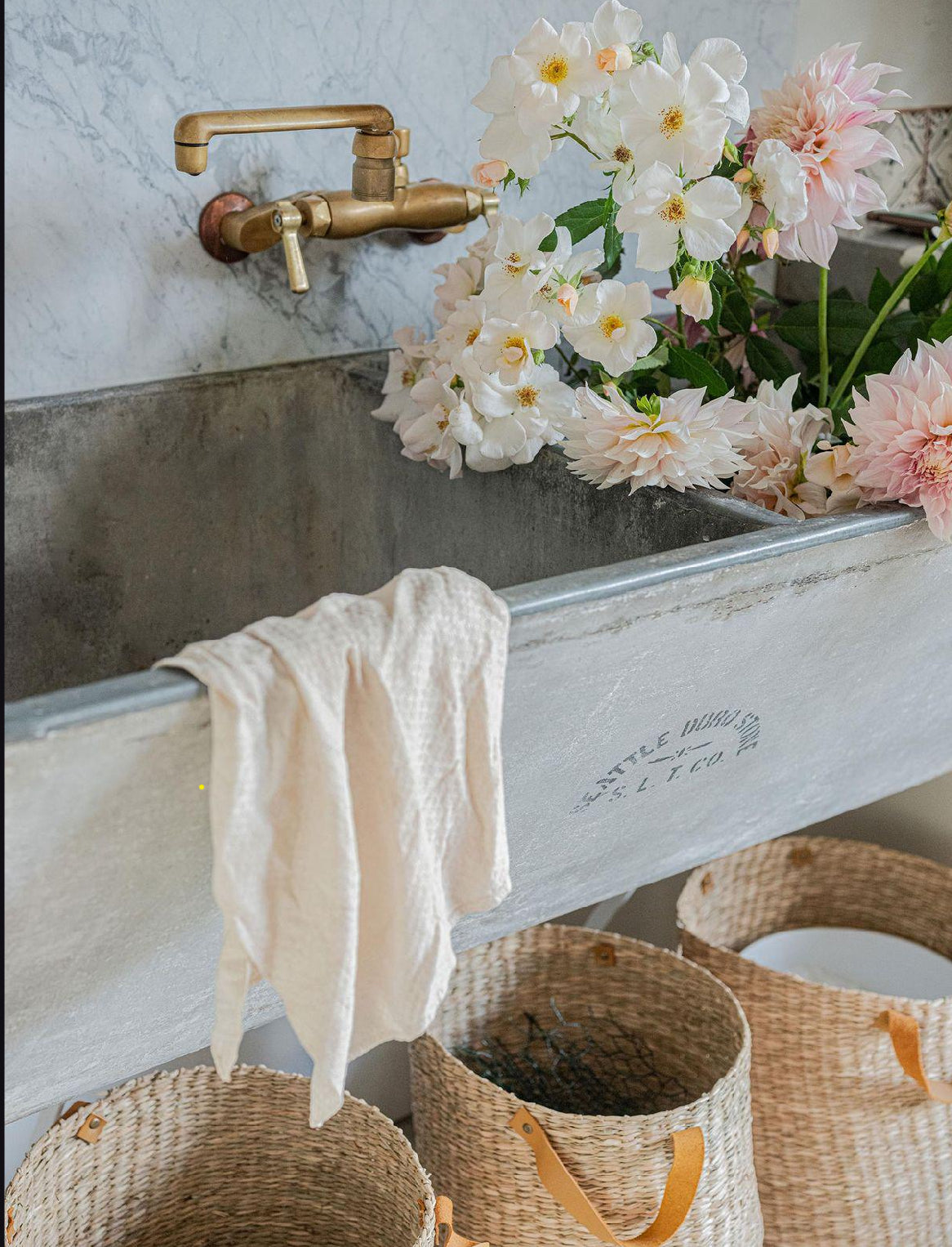 Custom Silver Travertine Sink for Ally 33”1/4 x18”x1/4x 12”