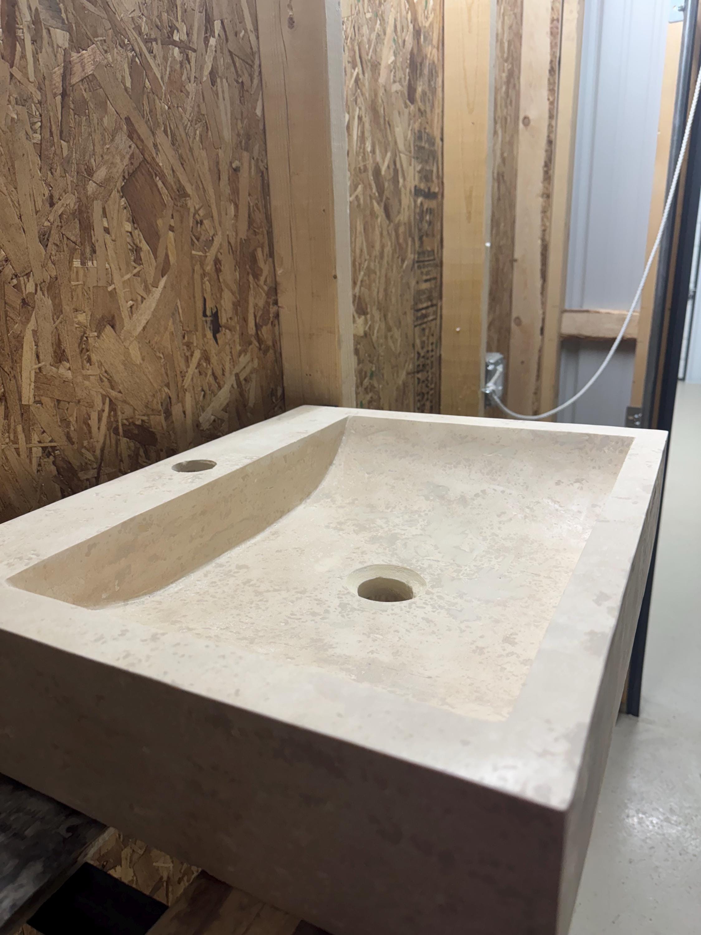 Travertine Bathroom Sink – Natural Stone Vanity – Mediterranean Rustic Design