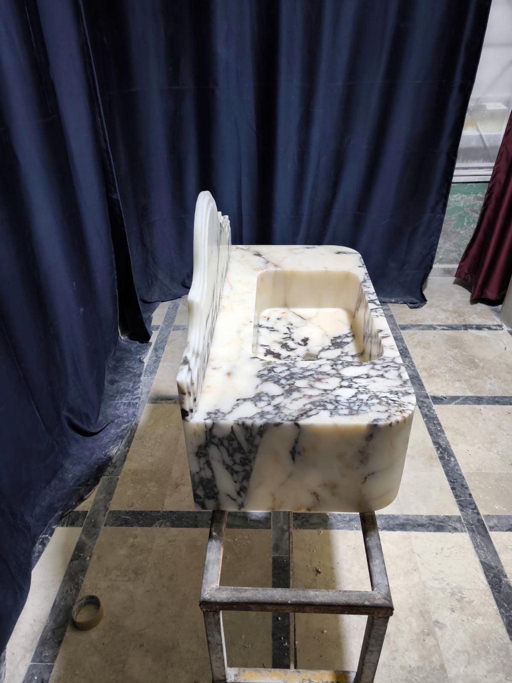 Handcrafted Calacatta Lilac Marble Vessel Sink: Natural Stone Bathroom Sink