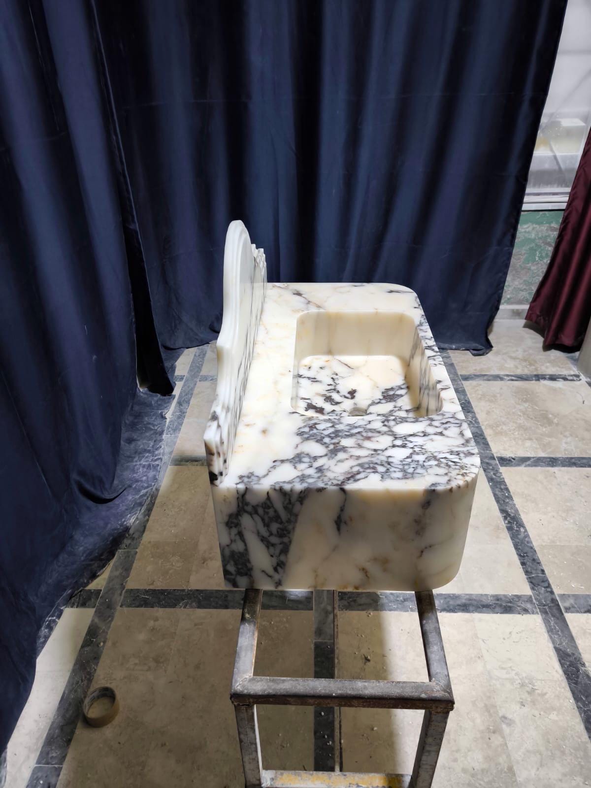 Handcrafted Calacatta Lilac Marble Vessel Sink: Natural Stone Bathroom Sink