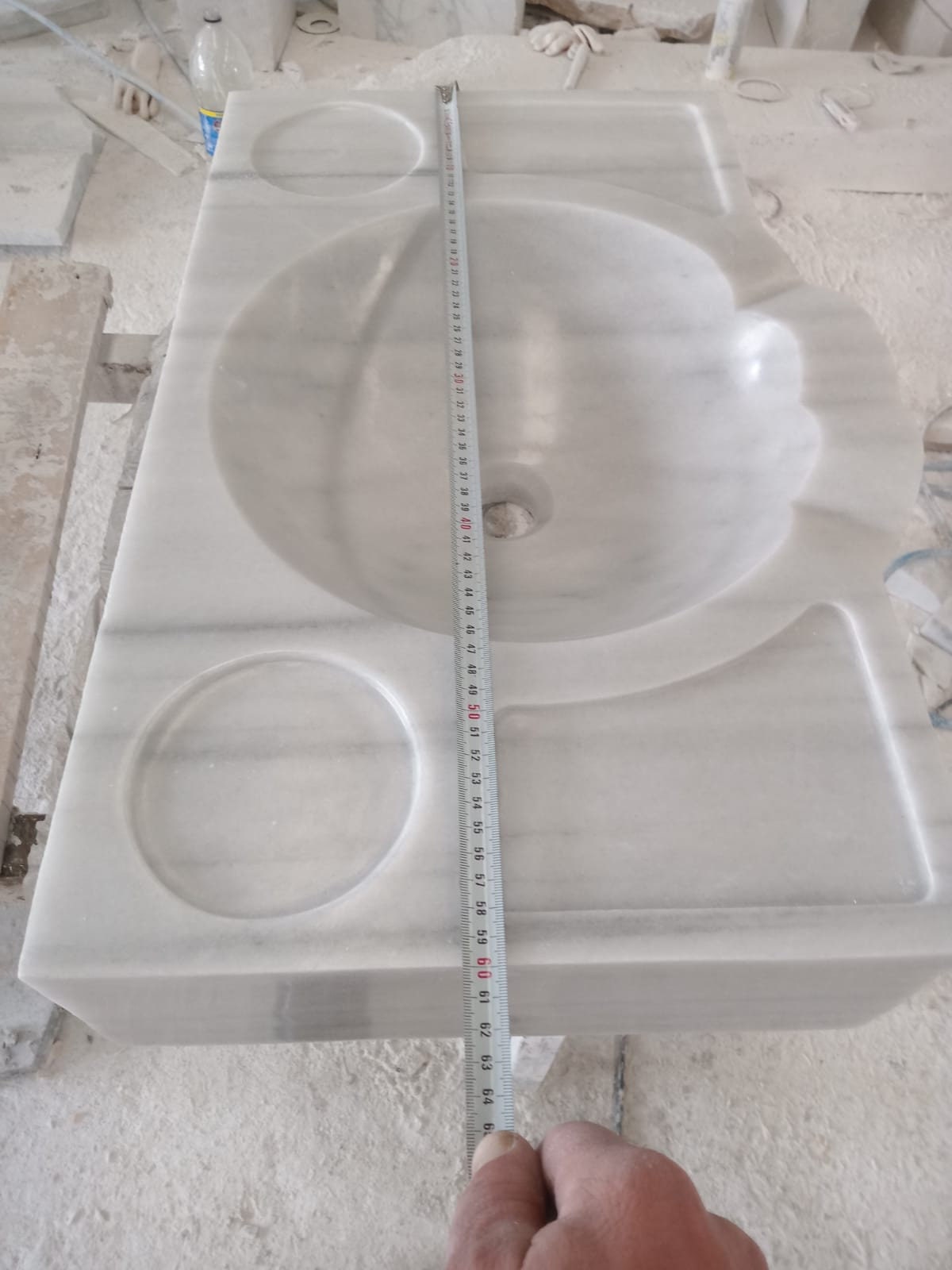 Hand Carved Carrara Marble Wall Mounted Bathroom Sink
