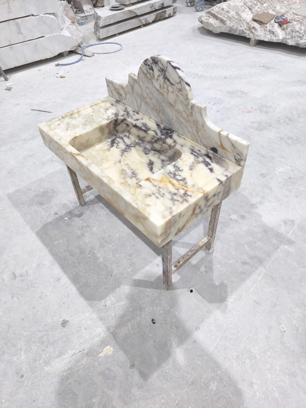 Complete  Calacatta Gold Marble Sink: Natural Stone Bathroom Design (36”x18”x5”)