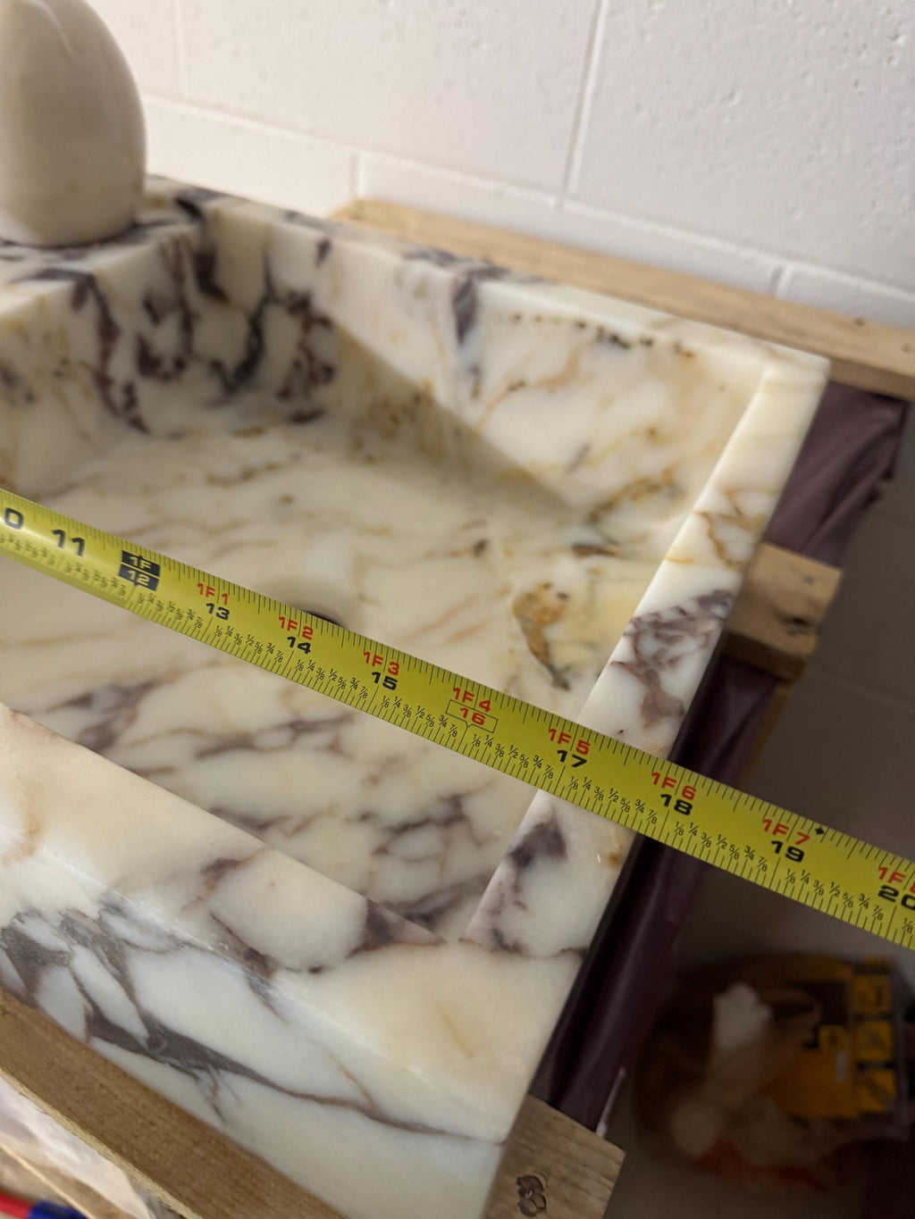 Calacatta Viola Marble Wall Mount Sink: Concealed Drain Bathroom Vanity
