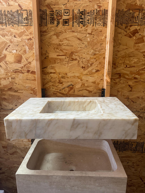 Calacatta Gold Marble Sink, 30"x18"x5" Bathroom Vanity Stone Sink