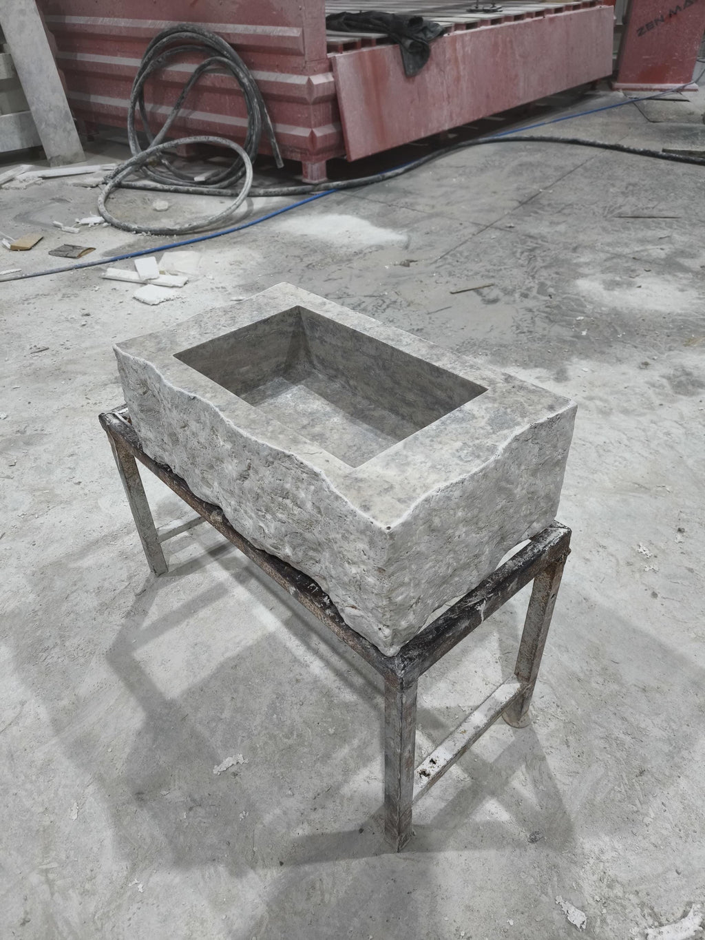 Complete Silver Travertine Stone Sink: Rustic Powder Room, Natural Marble