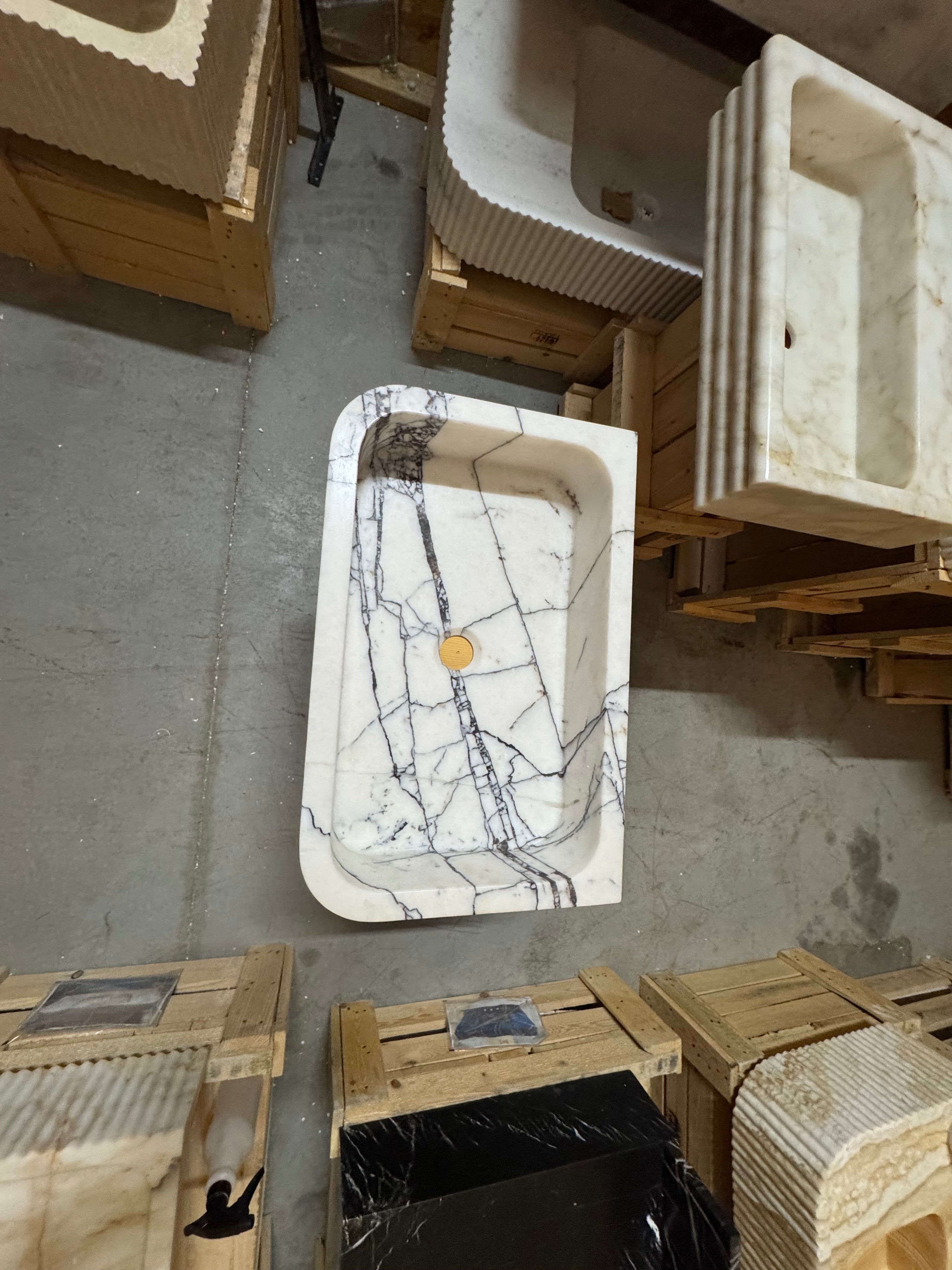 Handmade Natural Marble Sink: Modern Wall Mounted Washbasin