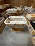 Calacatta viola  Marble Sink:  Wall Mounted Bathroom Sink, Integrated sinks 24"x16"x8"