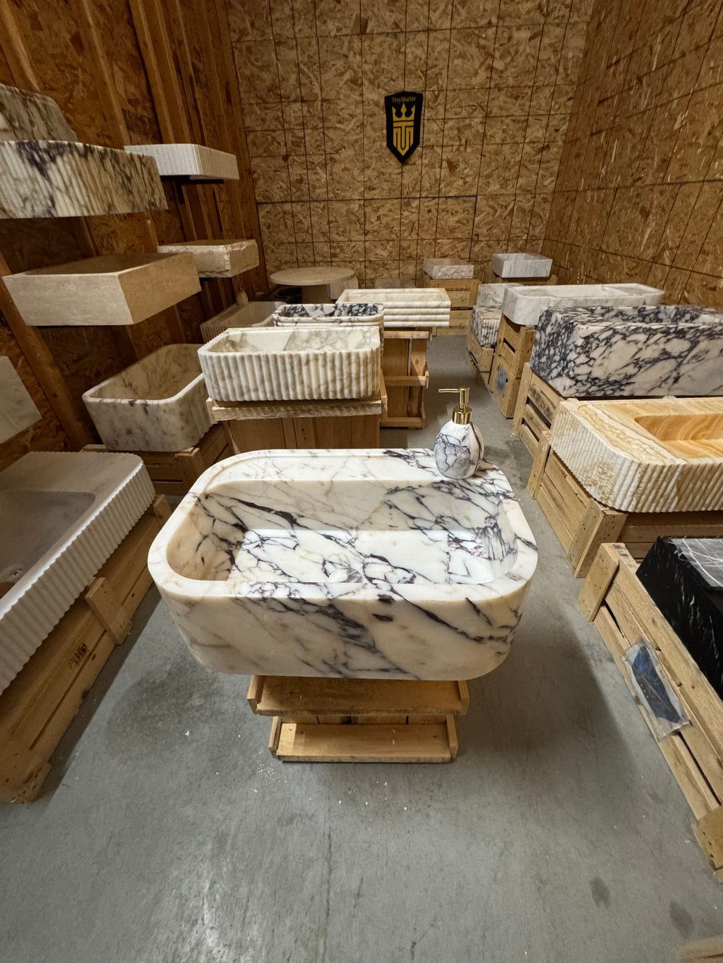 Complete Calacatta Marble Sink:  Wall Mounted Bathroom Sink, Integrated sinks 24"x16"x8"