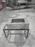 Complete Silver Travertine Stone Sink: Rustic Powder Room, Natural Marble