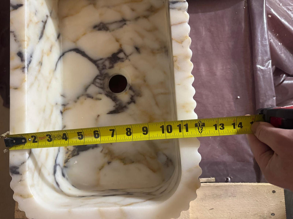 Fluted Calacatta Viola Marble Sink 20"x12"x6"