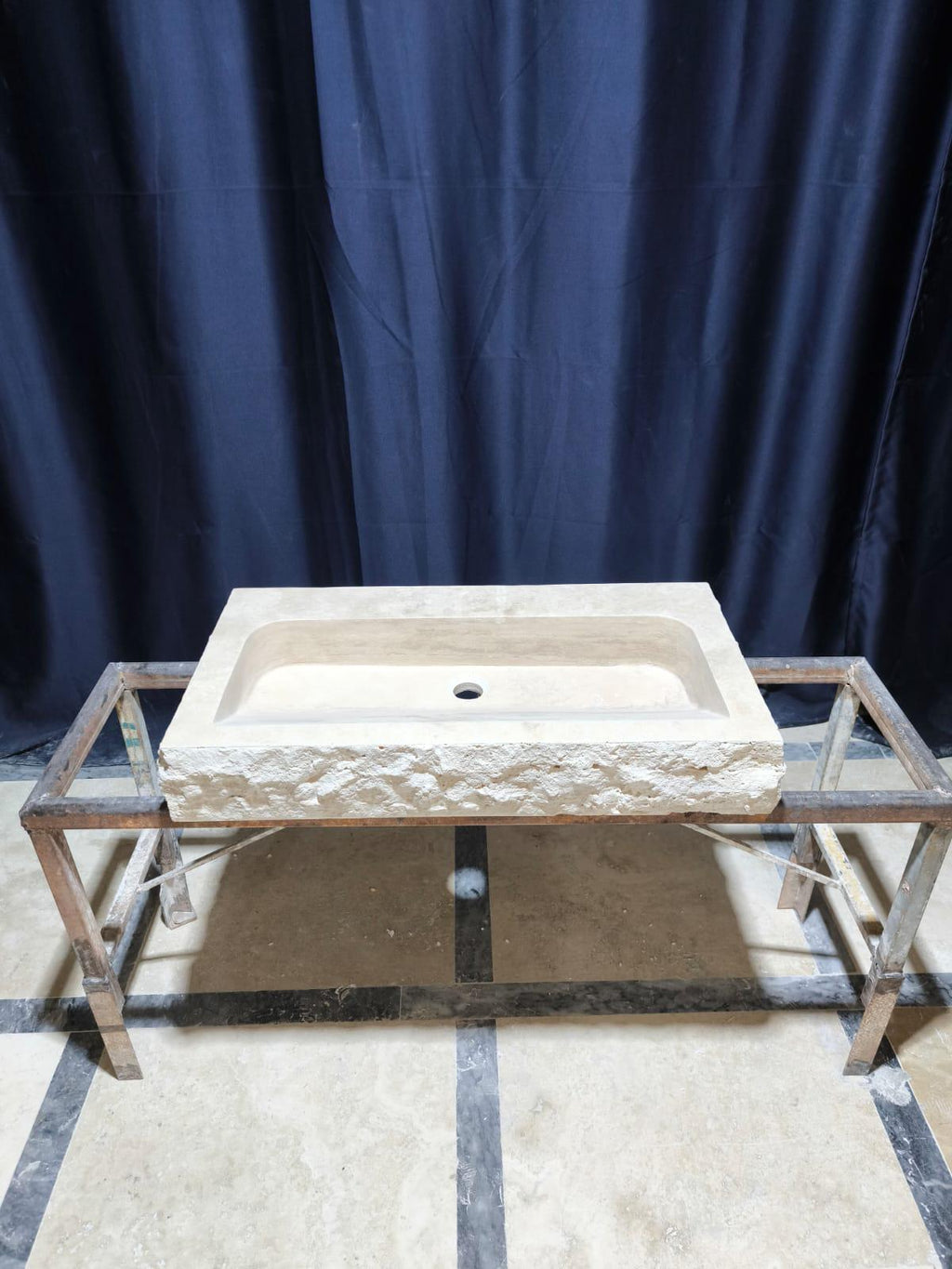 Custom Traverine sink for 30”x15x5.5” Chiseled Edge Stone Washbasin