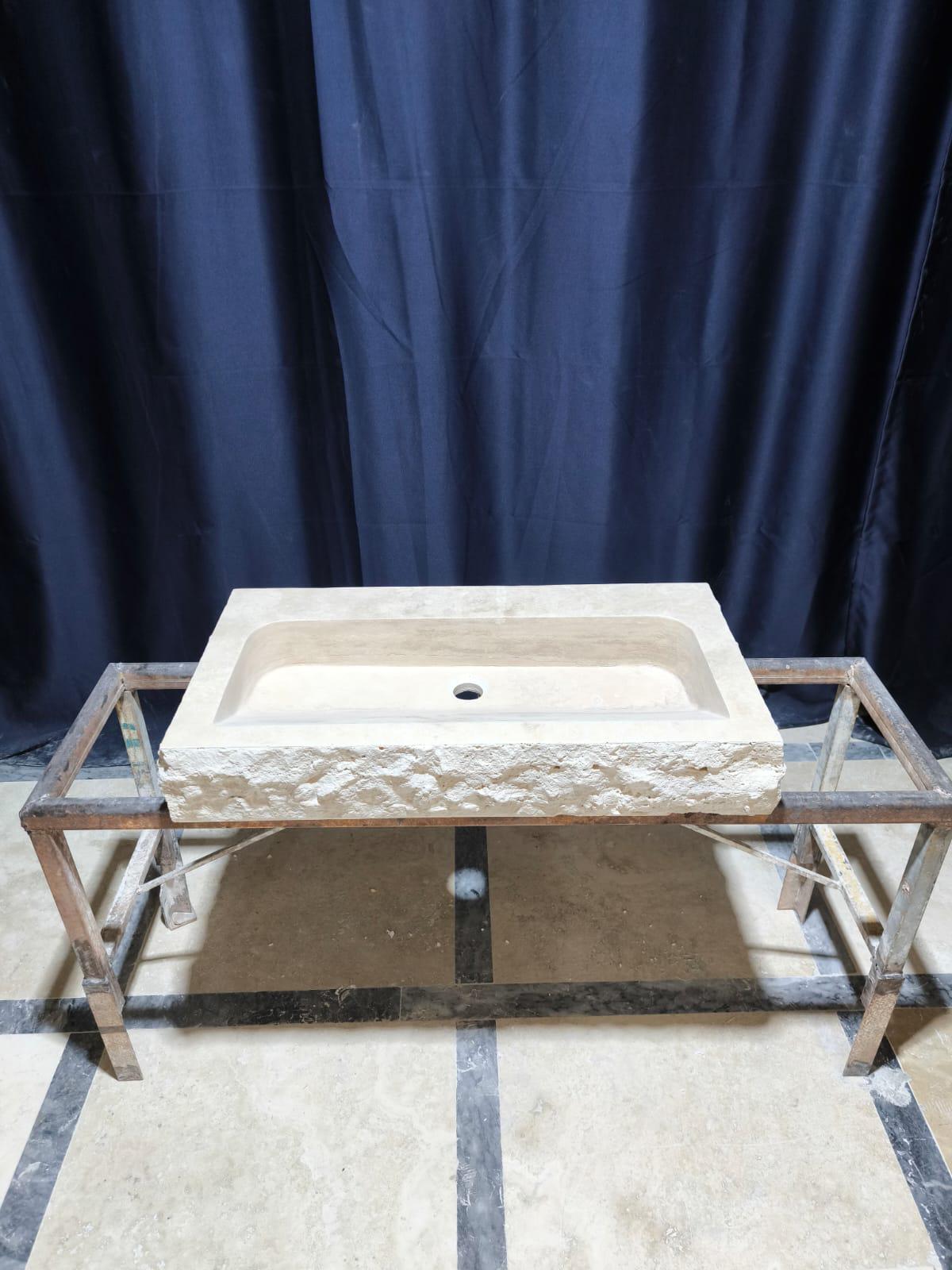 Custom Traverine sink for 30”x15x5.5” Chiseled Edge Stone Washbasin