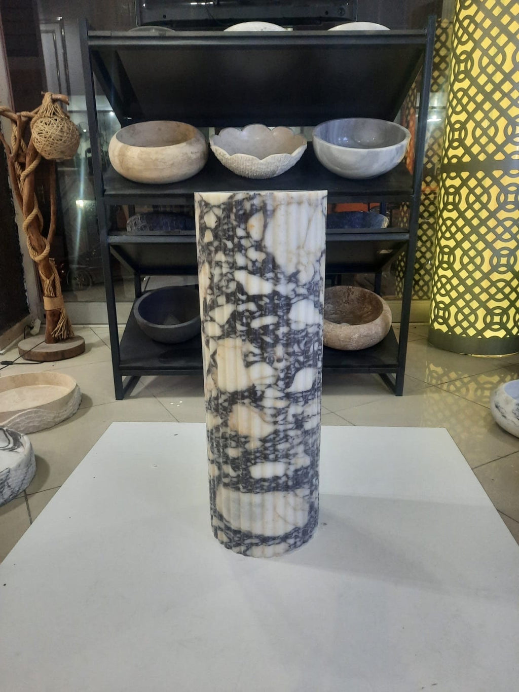 Calacatta Viola Marble Plinth: Pedestal Coffee Table