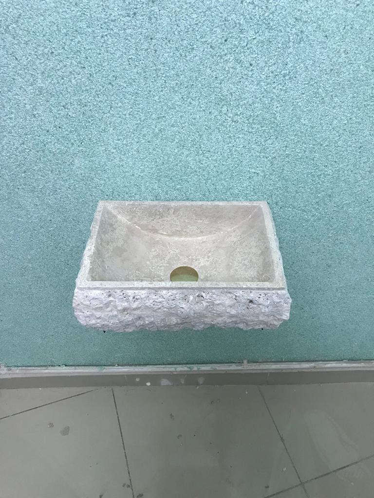 Travertine Stone Sink – Handmade Rectangle Vanity Basin – Mediterranean Style