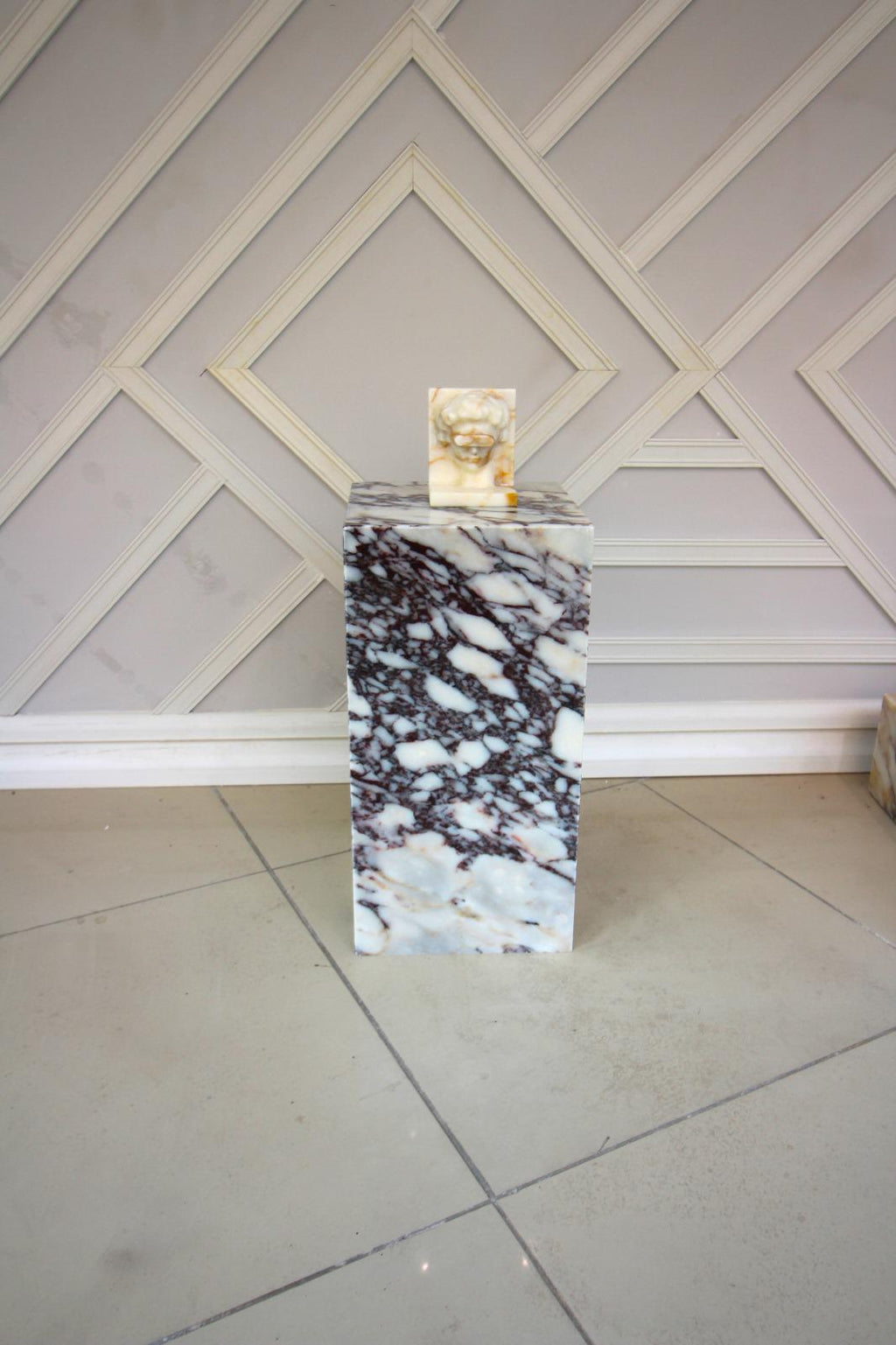 Calacatta Viola Marble Plinth Coffee Table: Pedestal Side Table