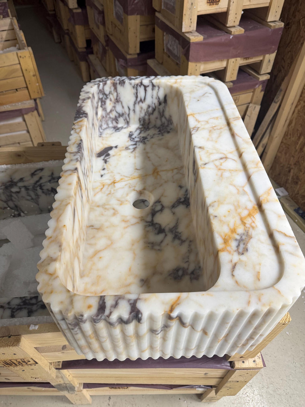 Calacatta Viola Marble Floating Sink: Bathroom Vanity, Powder Room