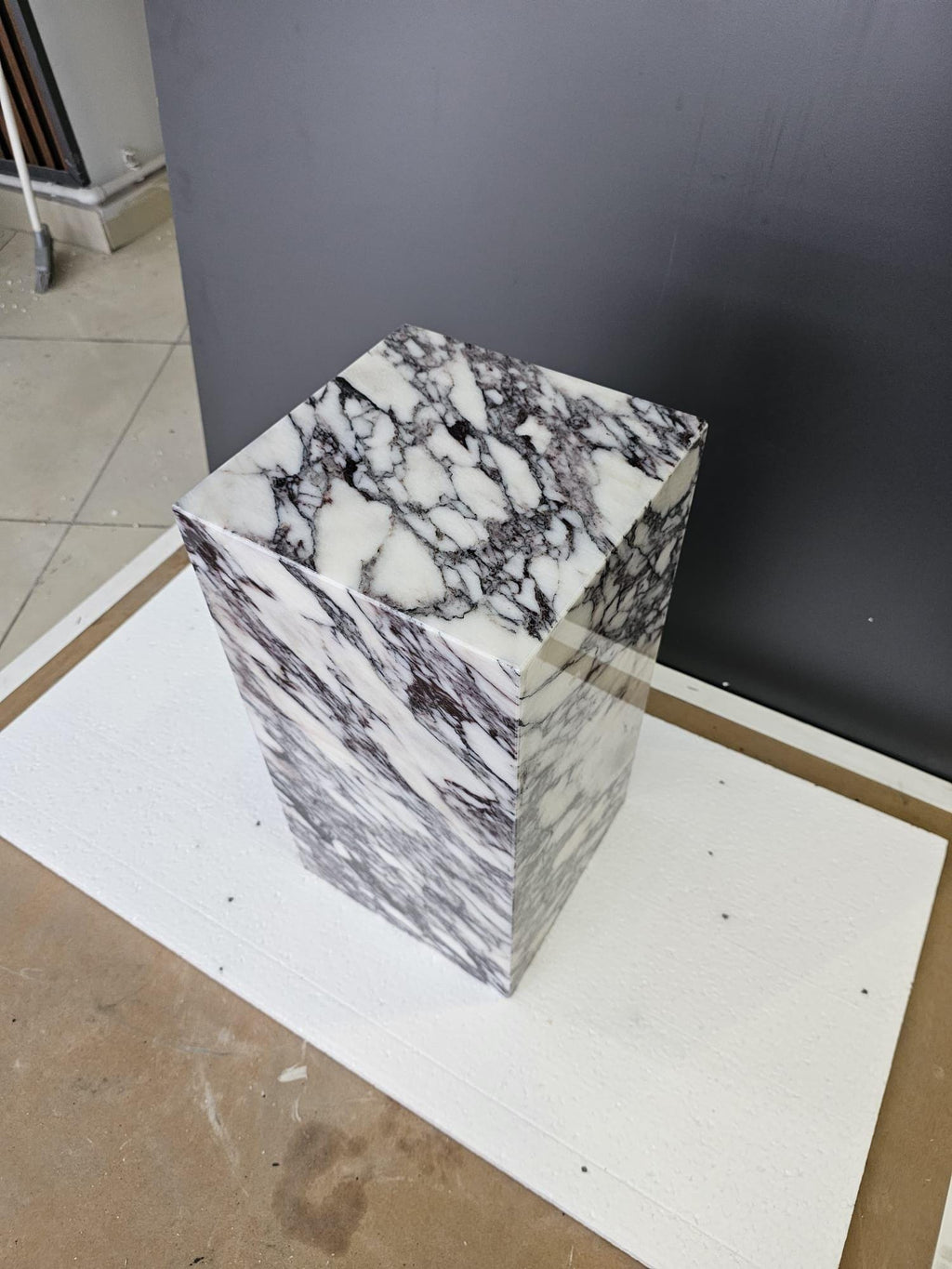 Calacatta Viola Marble Plinth Coffee Table: Pedestal Side Table