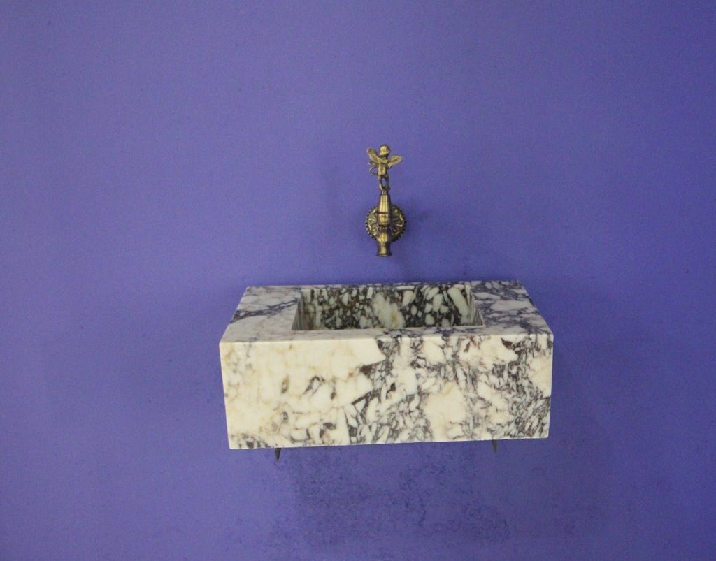 Handcrafted Calacatta Lilac Marble Vessel Sink: Natural Stone Bathroom Sink