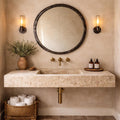 Handmade Travertine Wall Mount Sink: Marble Bathroom Vanity (18" x 28" x H 6")