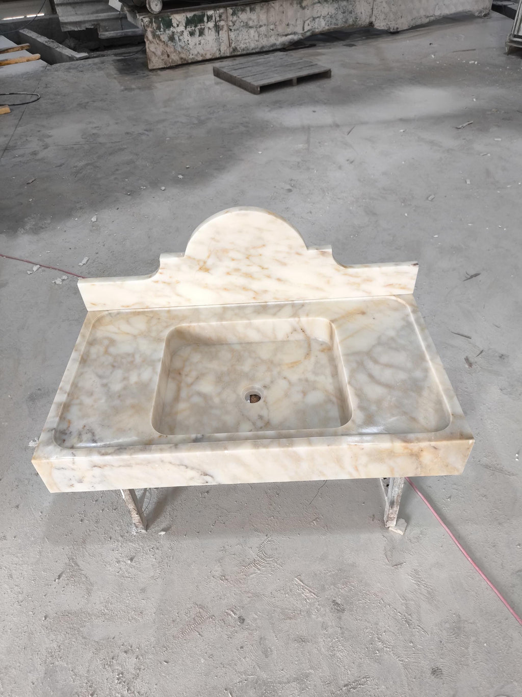 Handcrafted Calacatta Gold Marble Sink with Backsplash (38.5”x22”x5”)
