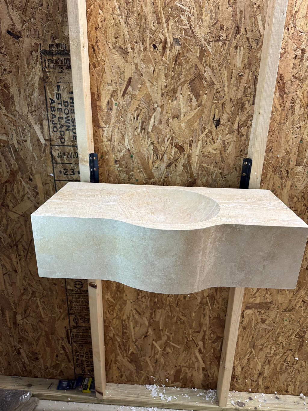 Complete Modern Travertine Vessel Sink: Natural Stone Bathroom Sink (27'' x14''x 7'')
