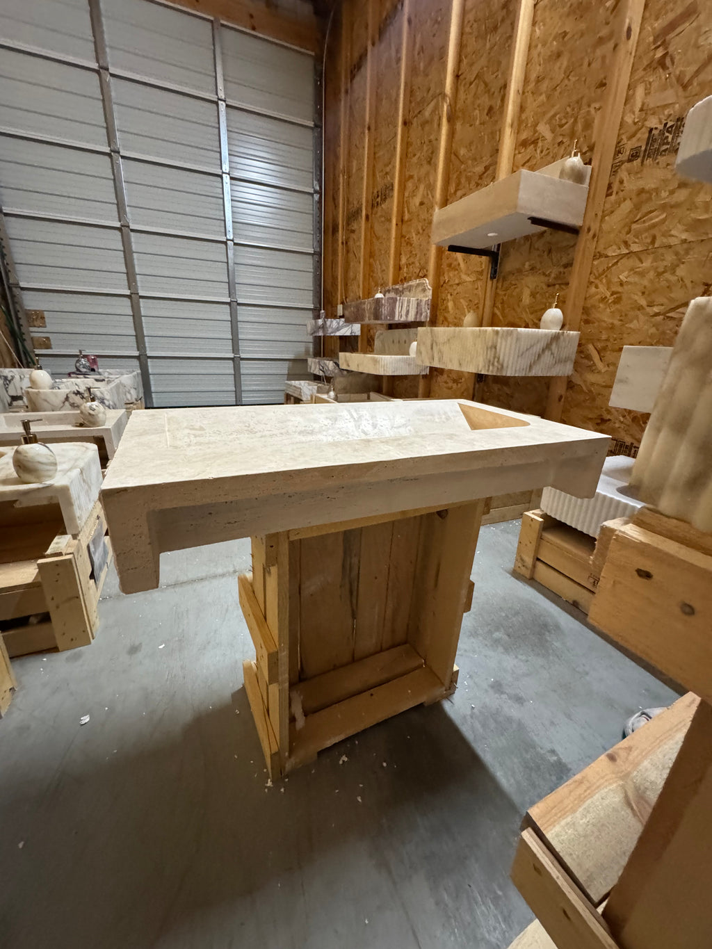 Custom Traverine sink for 30”x15x5.5” Chiseled Edge Stone Washbasin