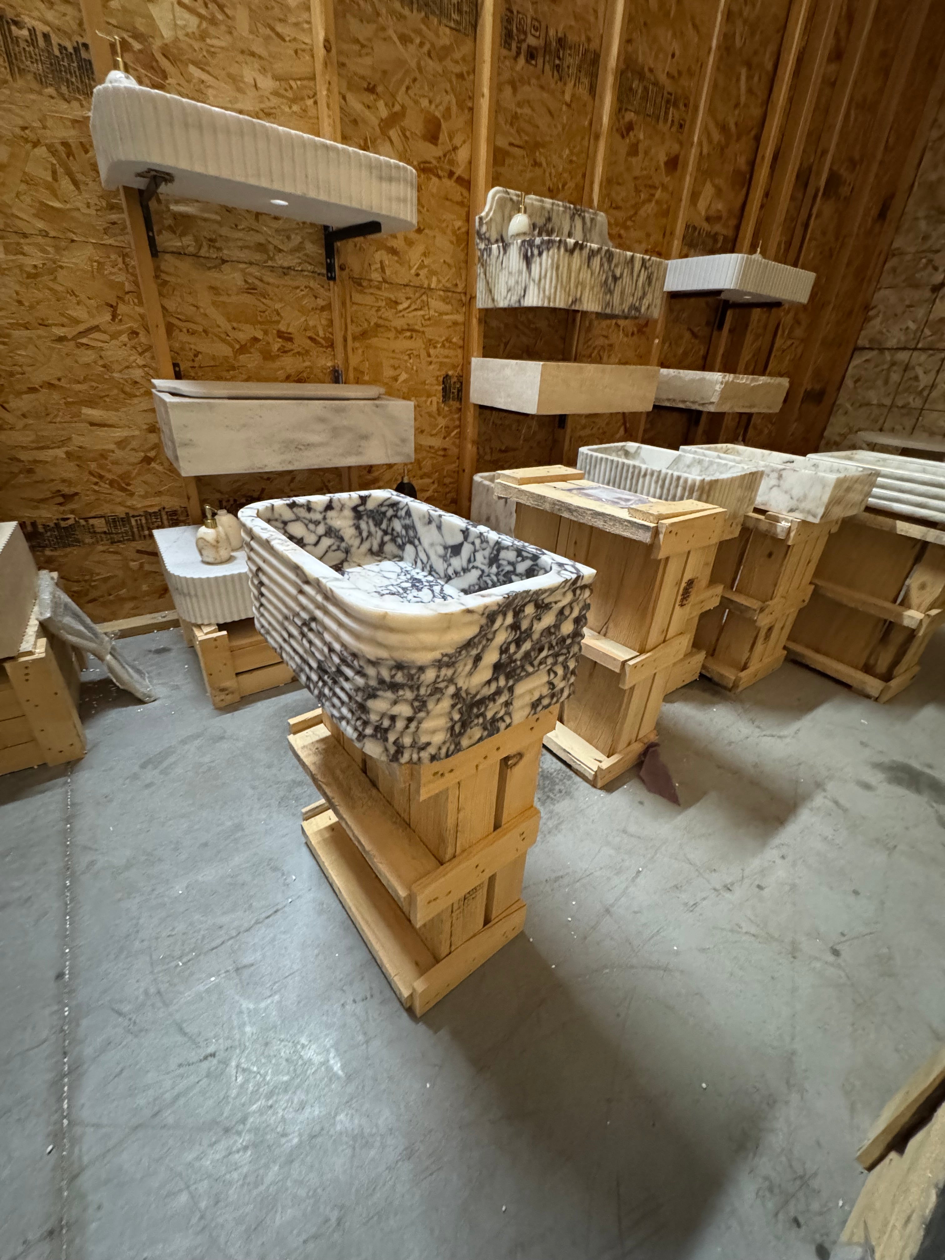 Calacatta Viola Marble Sink 20"x12"x7.5"