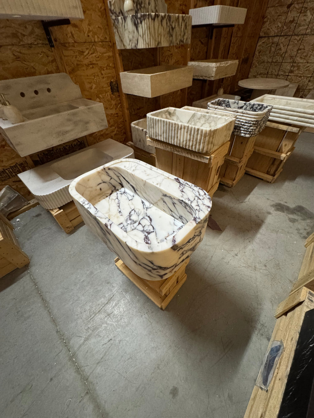 Complete Calacatta Marble Sink:  Wall Mounted Bathroom Sink, Integrated sinks 24"x16"x8"