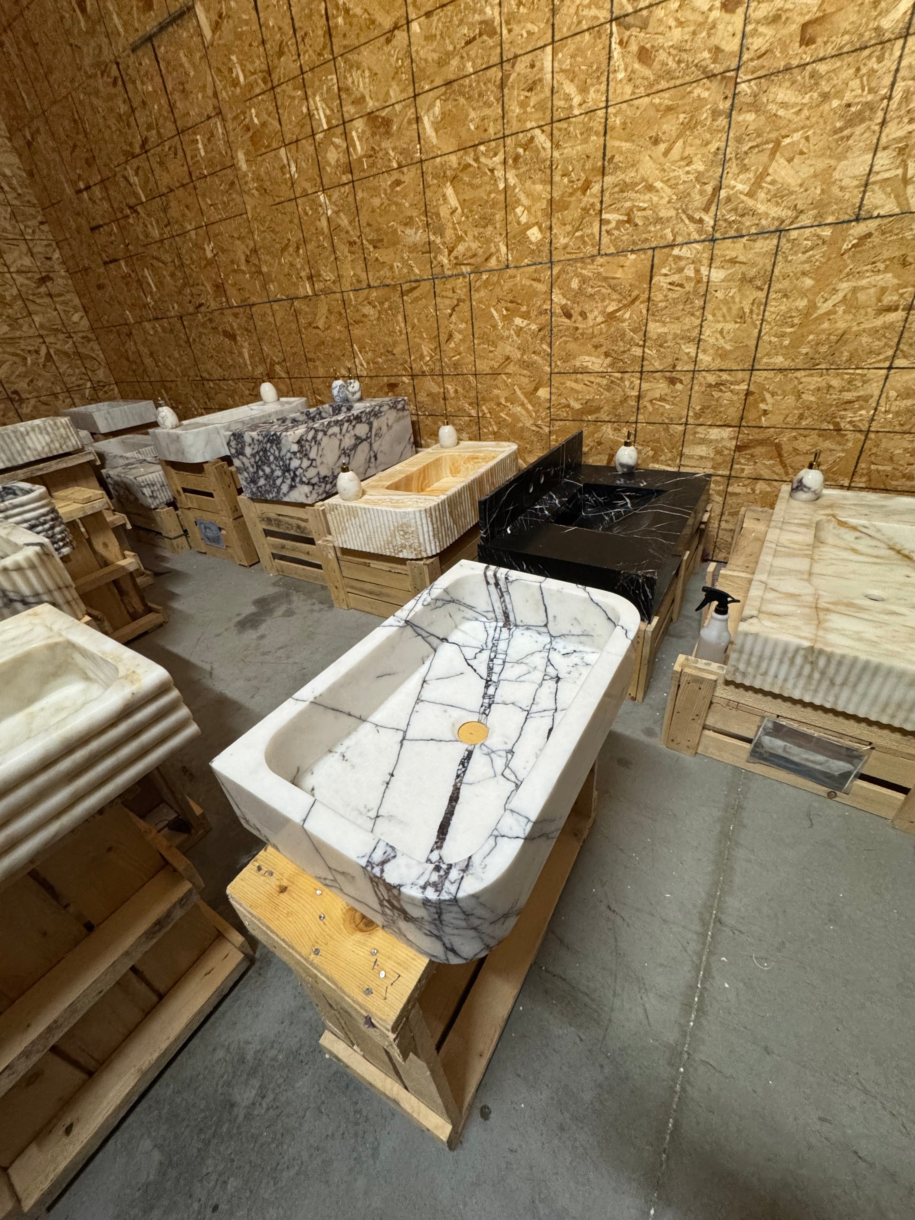 Handmade Natural Marble Sink: Modern Wall Mounted Washbasin