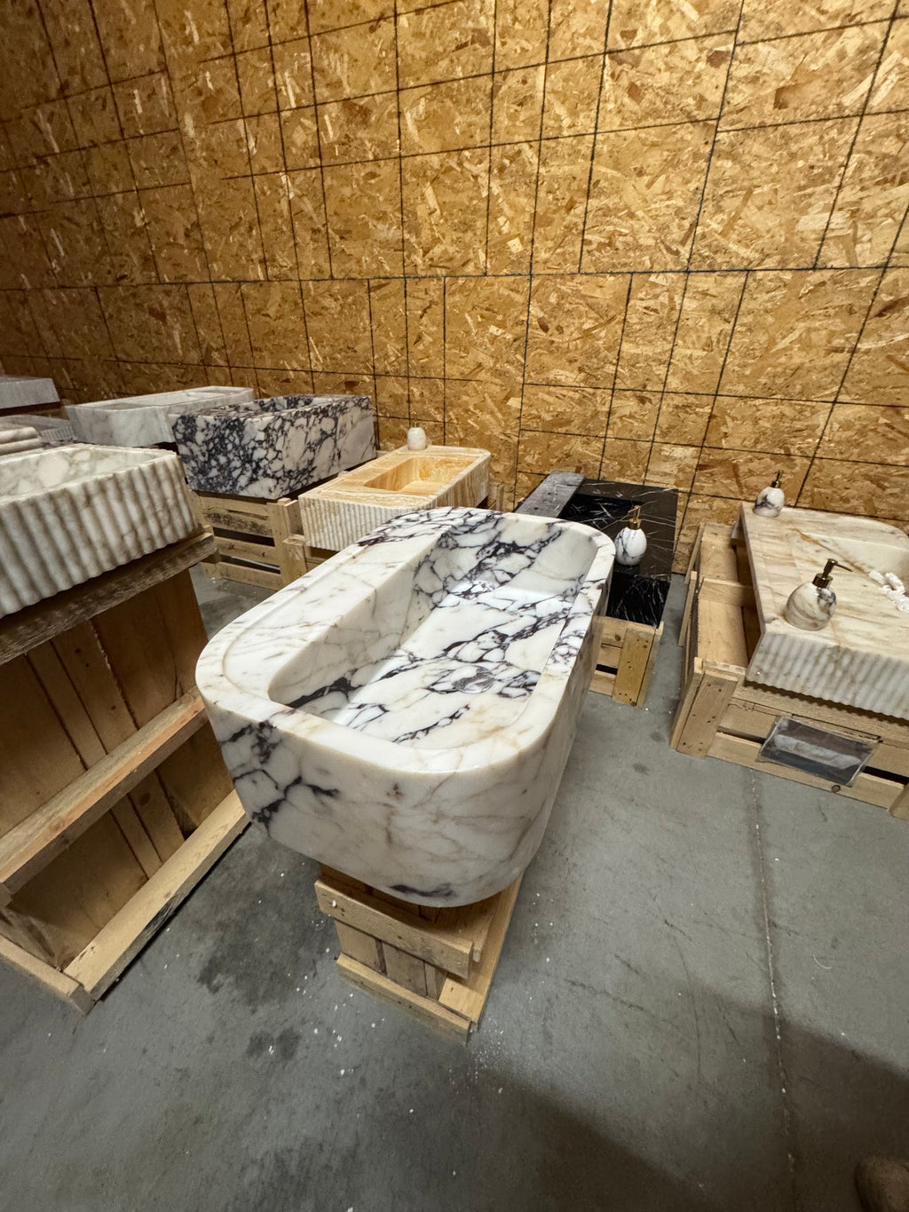 Complete Calacatta Marble Sink:  Wall Mounted Bathroom Sink, Integrated sinks 24"x16"x8"