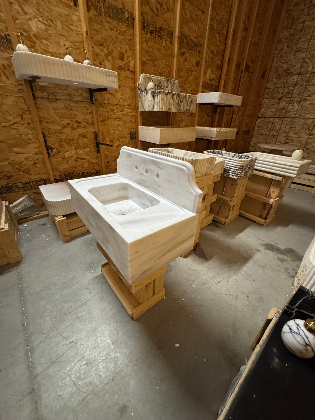 Handmade White Marble Sink: Natural Stone Wall Mount Vanity (30x14x8)