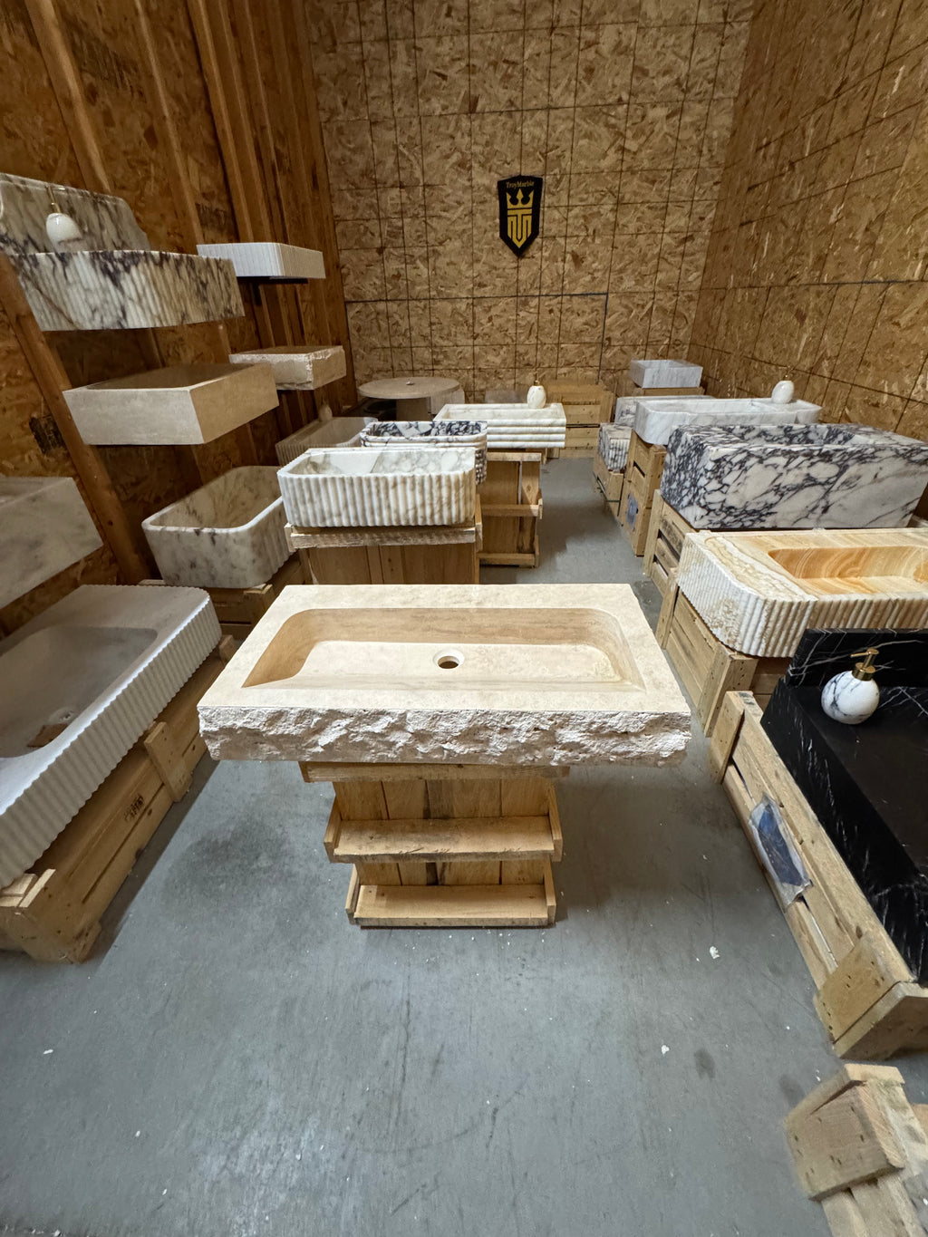 Custom Traverine sink for 30”x15x5.5” Chiseled Edge Stone Washbasin