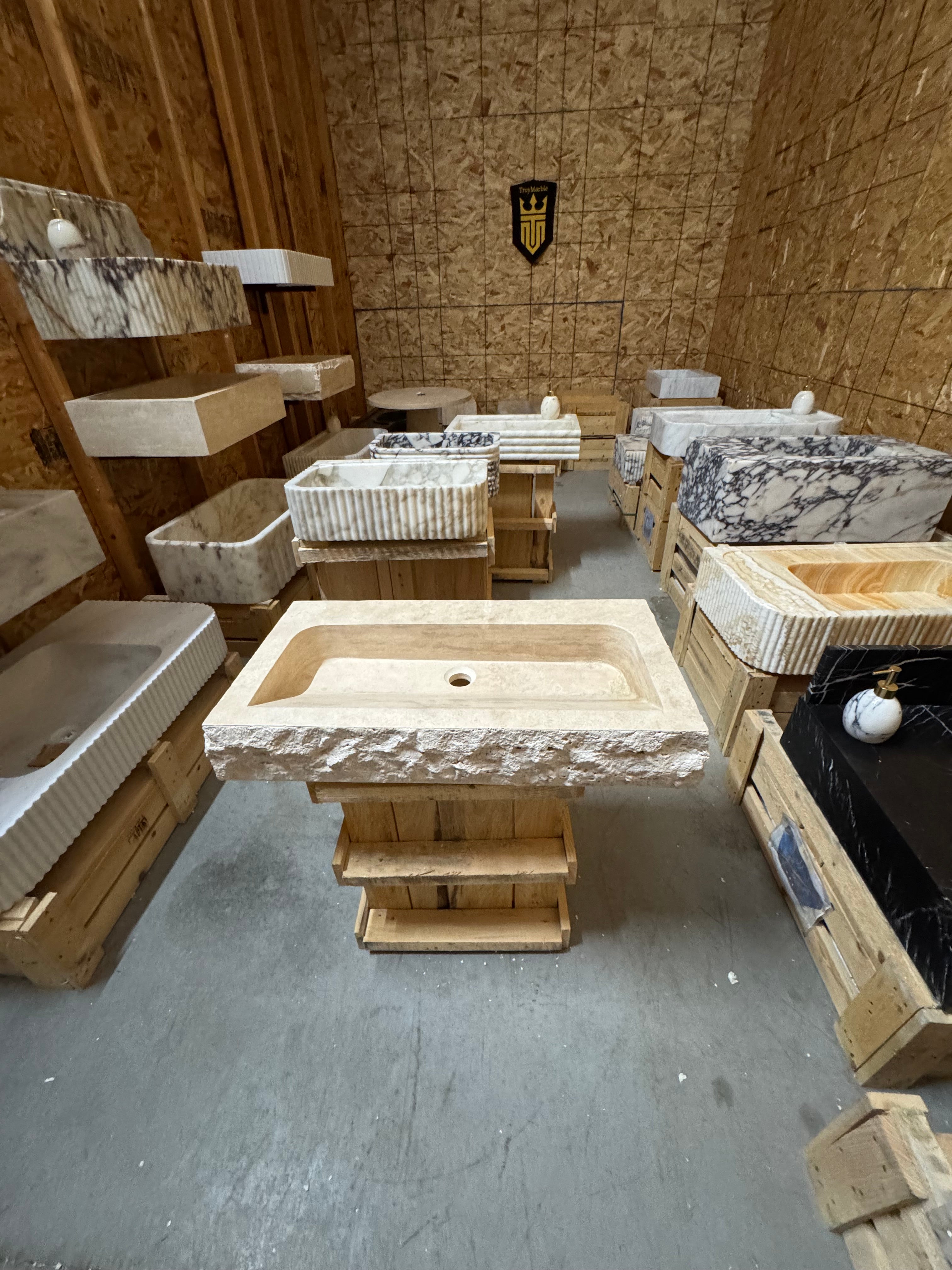 Custom Traverine sink for 30”x15x5.5” Chiseled Edge Stone Washbasin