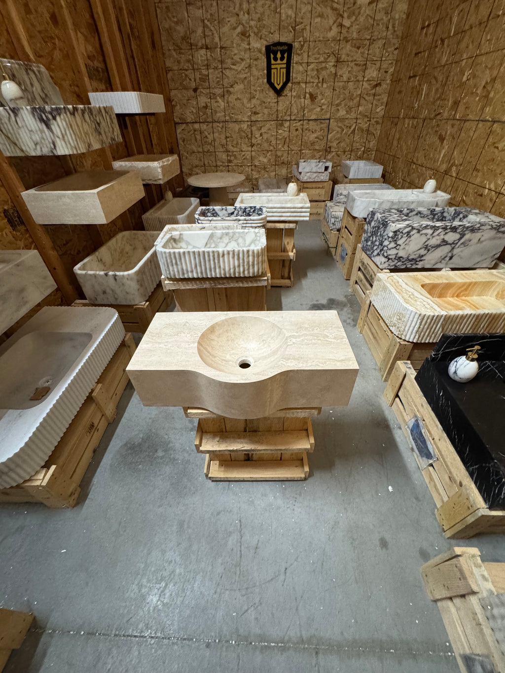 Complete Modern Travertine Vessel Sink: Natural Stone Bathroom Sink (27'' x14''x 7'')