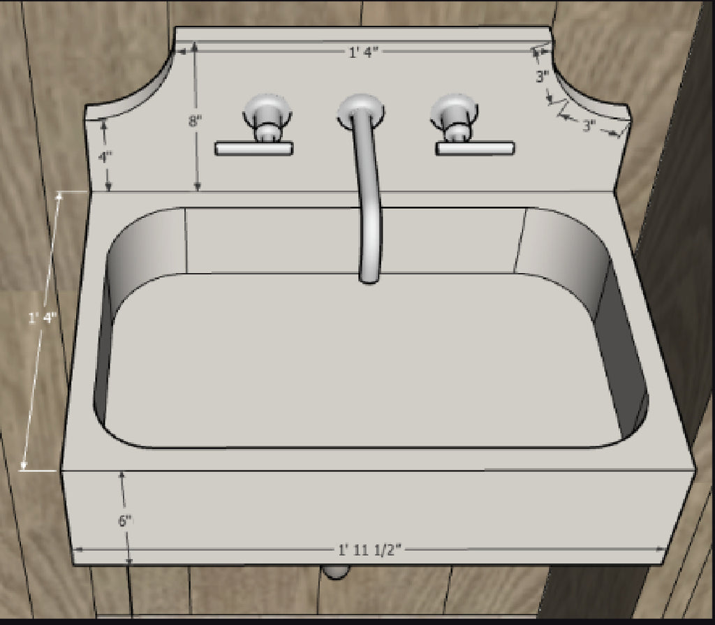 Custom Travertine sink for Sadie 23.5”x16”x6” 8” backsplash