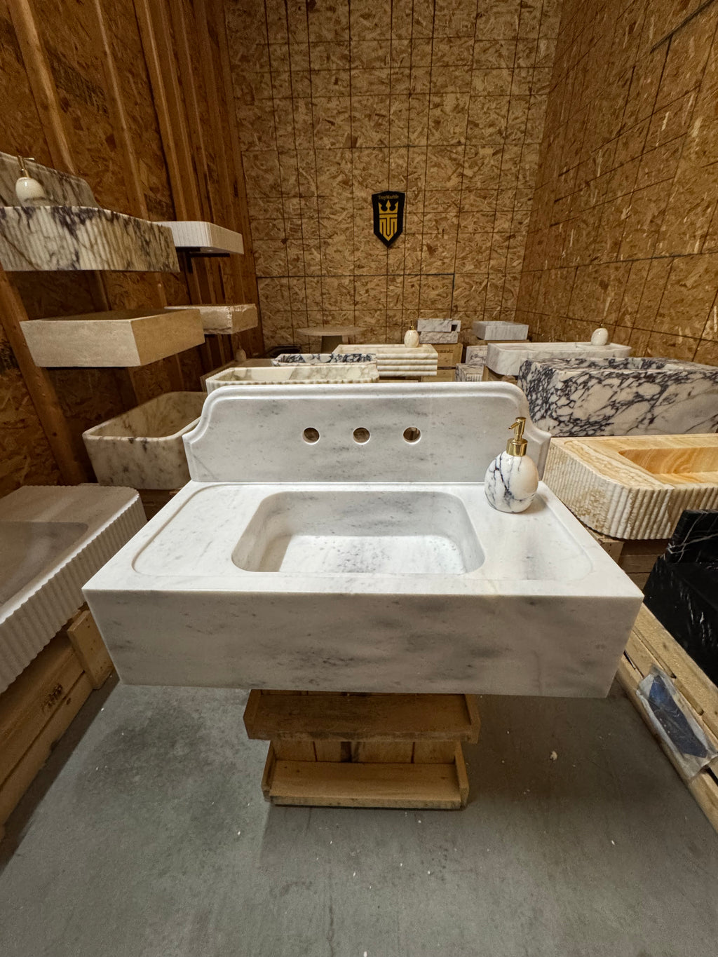 Handmade White Marble Sink: Natural Stone Wall Mount Vanity (30x14x8)