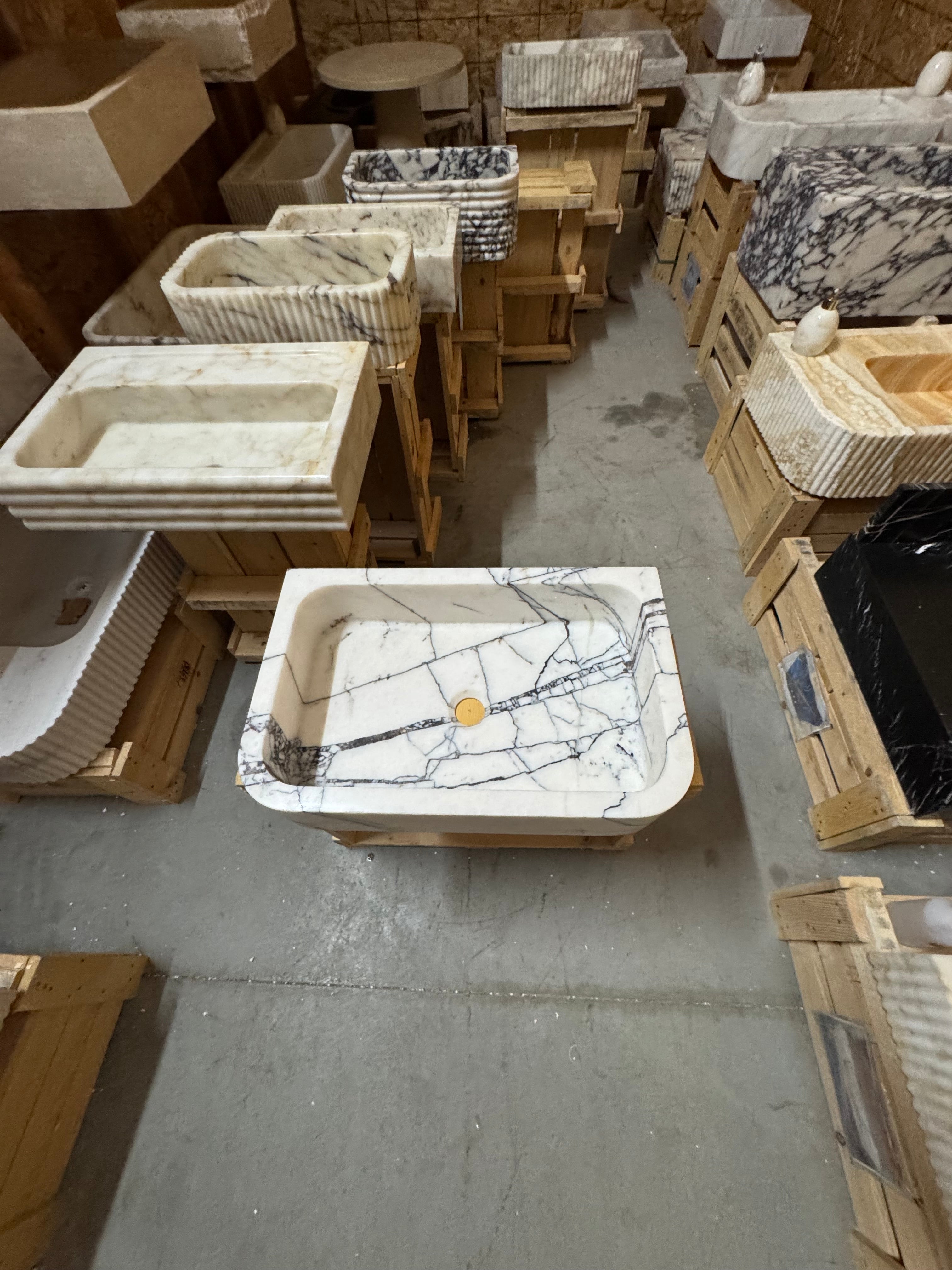 Handmade Natural Marble Sink: Modern Wall Mounted Washbasin