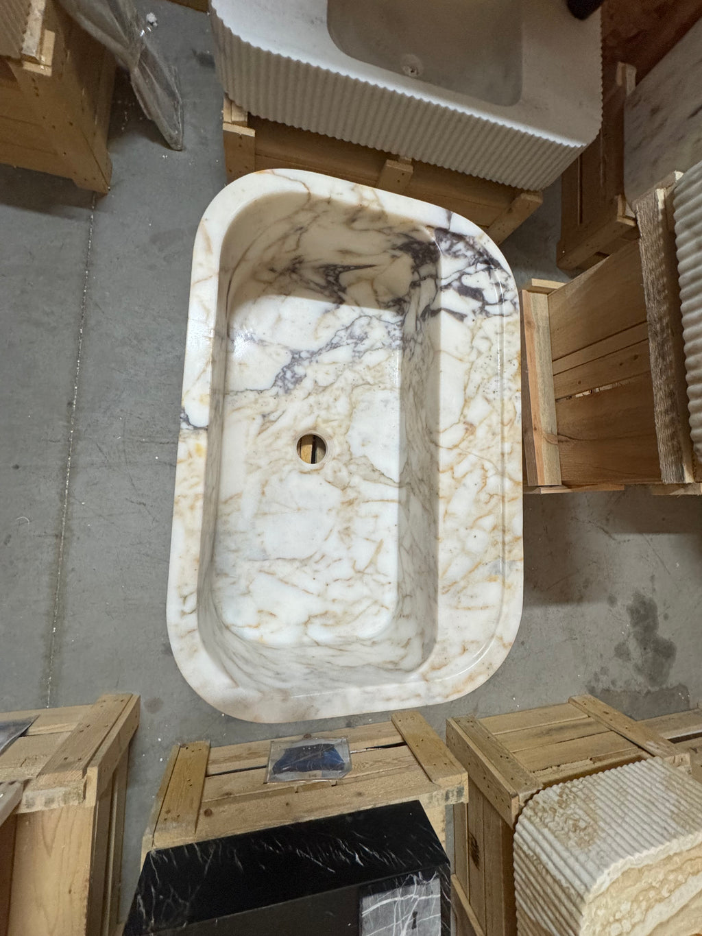 Calacatta viola  Marble Sink:  Wall Mounted Bathroom Sink, Integrated sinks 24"x16"x8"