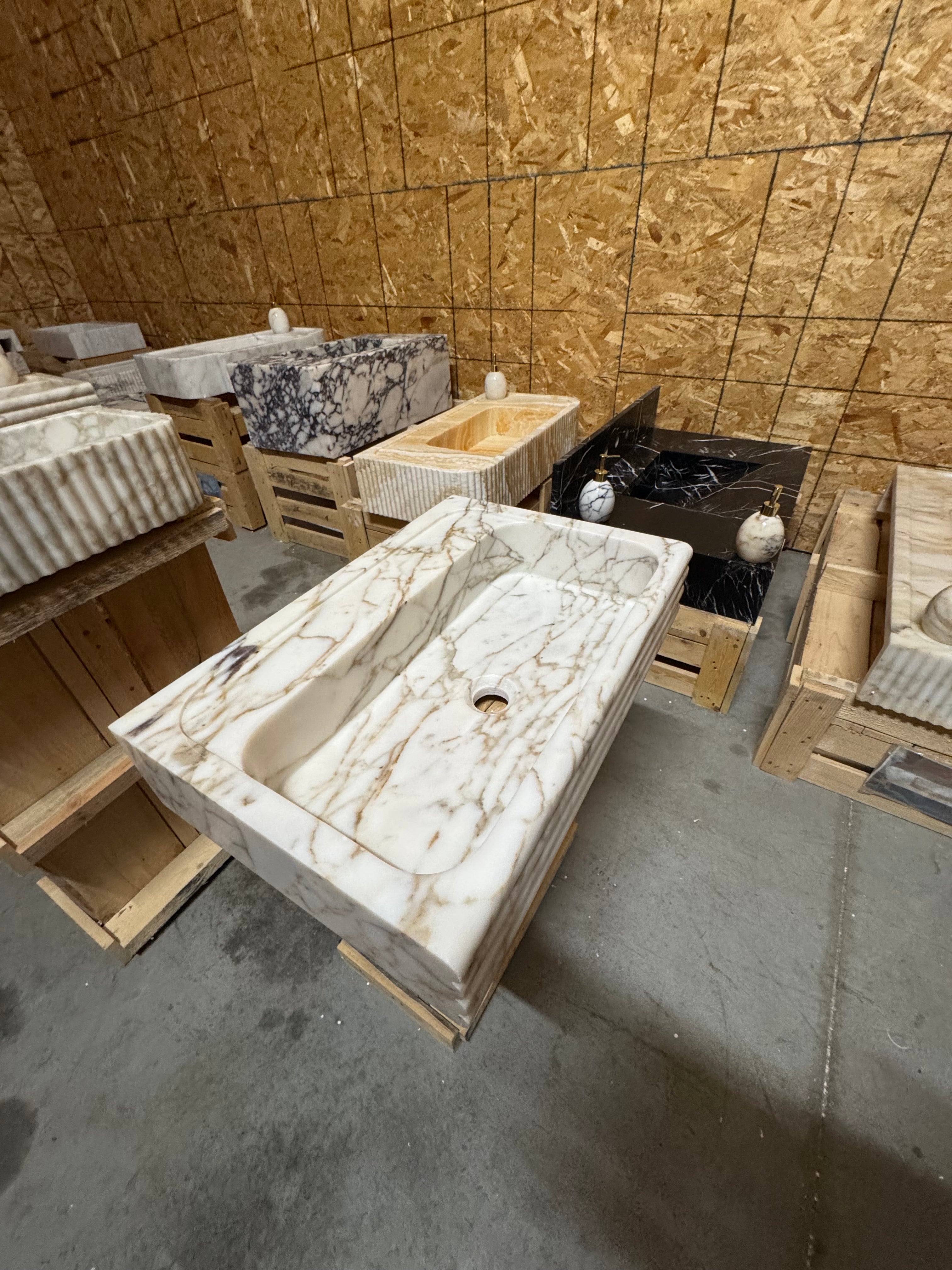 Handcrafted Viola Marble Wall Mounted Sink: Customizable Natural Stone Basin