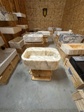 Calacatta Gold Marble Sink:  Wall Mounted Bathroom Sink, Integrated sinks 24"x16"x8"