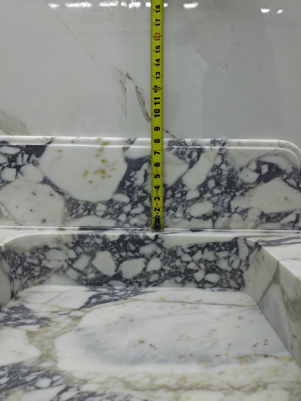 Marble sink Calacatta viola 34”x22”x8” 8” backsplash