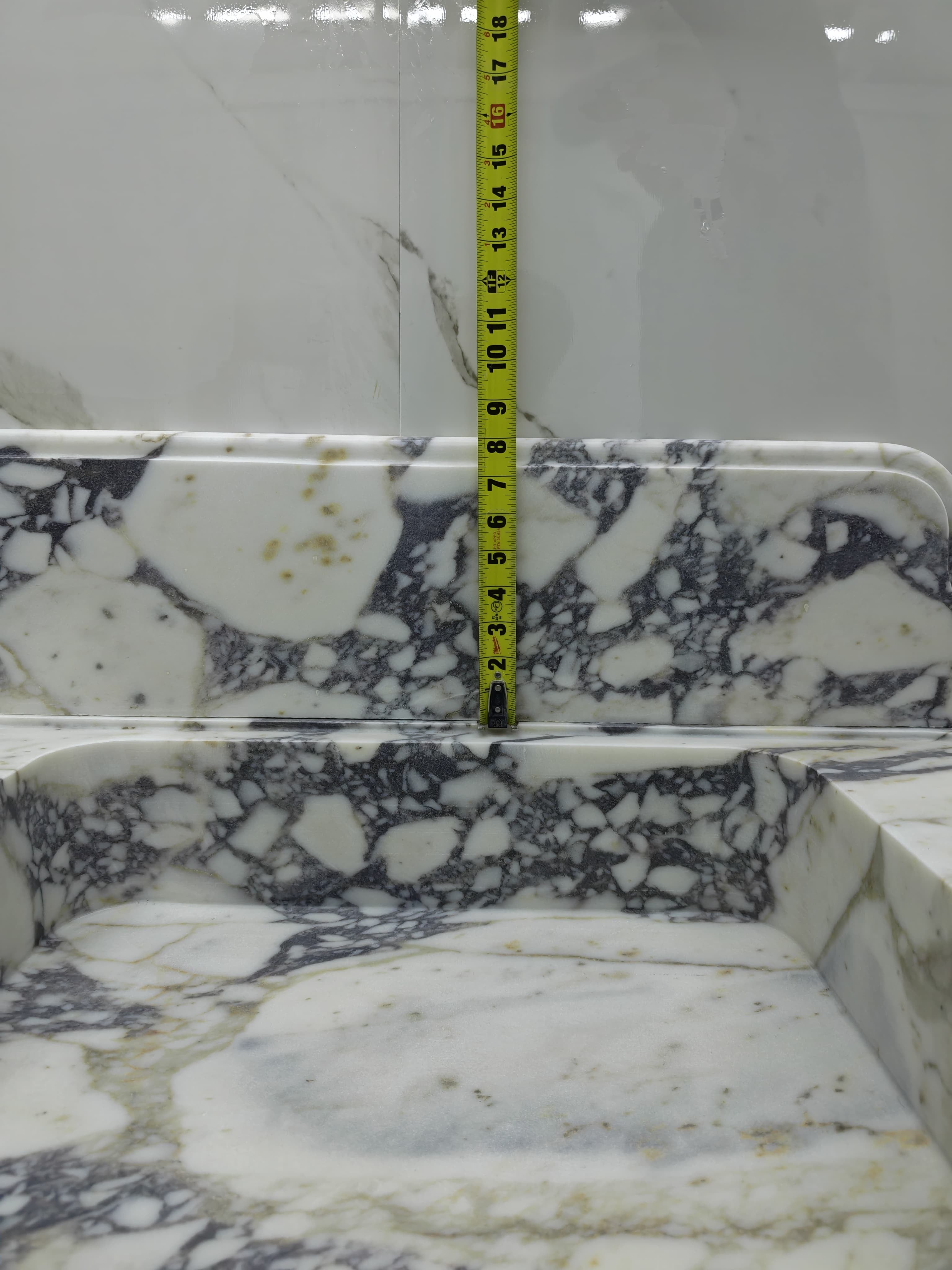 Marble sink Calacatta viola 34”x22”x8” 8” backsplash