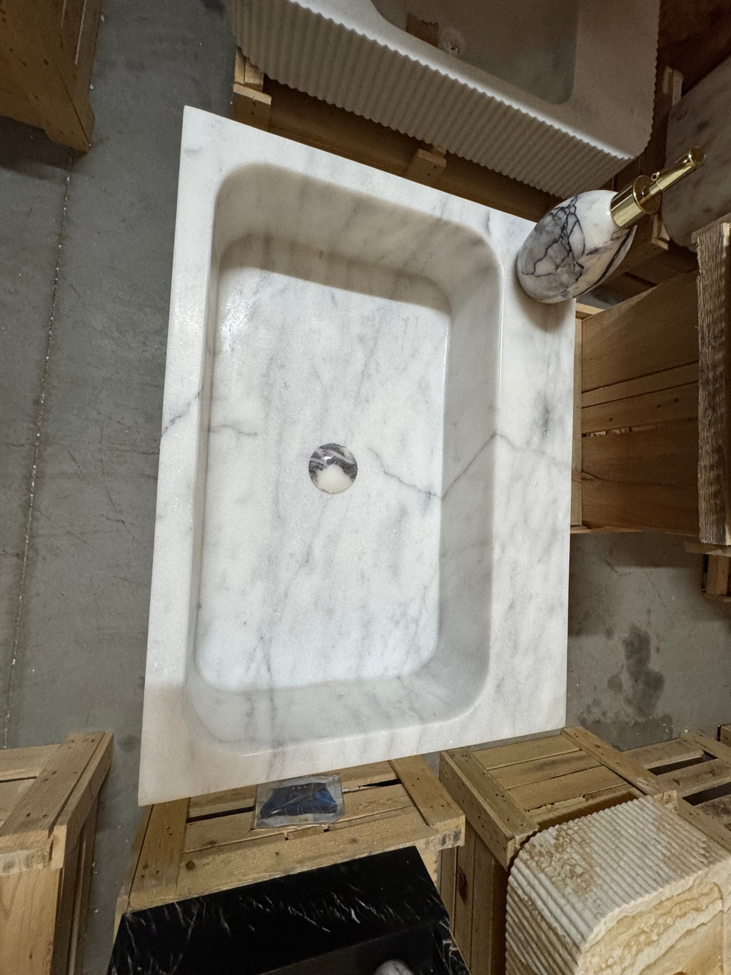 White Carrara Marble Vessel Sink: Natural Stone Washbasin
